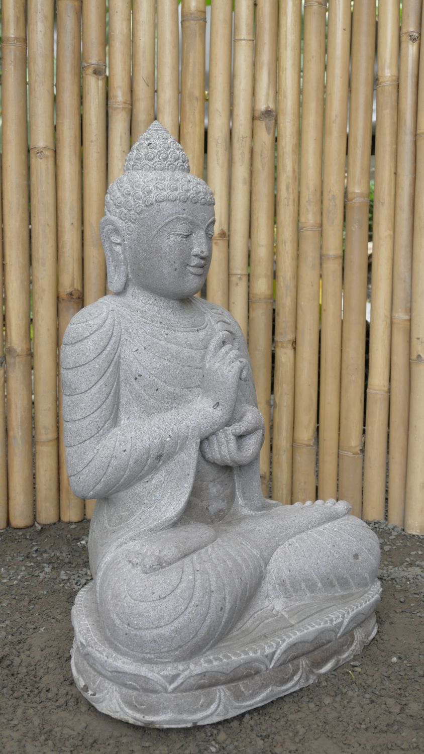  Product image 8 of the product “Seated Buddha made of Riverstone in Dharmachakra gesture of wheel of the teaching of the Dharma, H. 80cm. ”